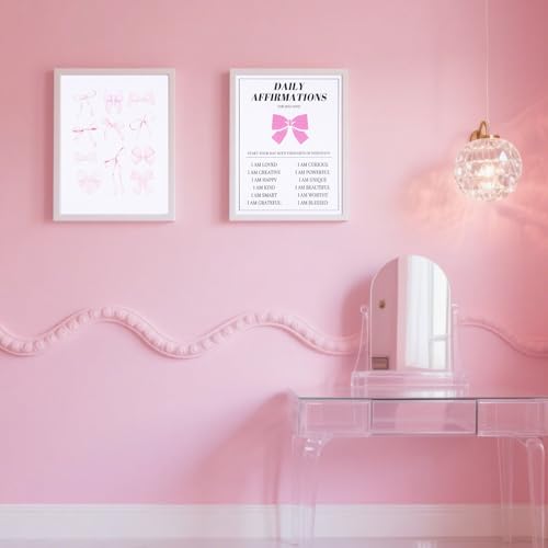 8Stuks Coquette Wall Art Prints,25x20cm Frameloze Preppy Wall Posters Esthetische Coquette kamer decoratie Roze Bow Room Decoratie voor slaapzaal Slaapkamer (8 stijlen) 3