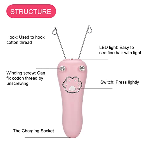 Elektrische vrouwen gezicht haarverwijderaar, elektrische katoen draad epilator lichaam haarverwijderaar draadloos apparaat fysieke verwijdering gereedschap(Wit) 3