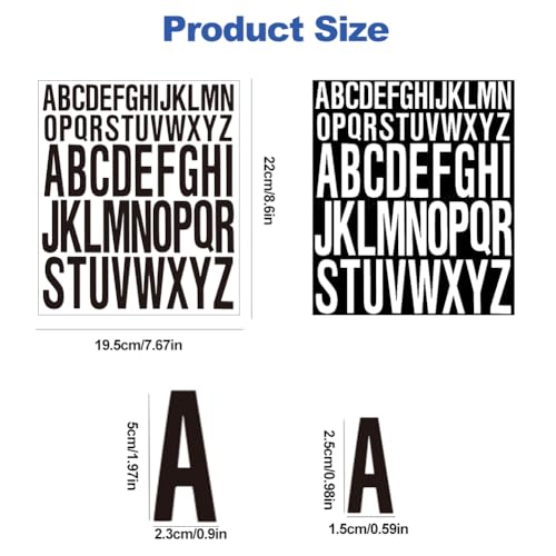 Vinyl Letter Stickers, 6 Vellen 1 Inch 2 Inch, Normale Zelfklevende Hoofdletterbrieven en Onder Alfabet Stickers, Waterdichte Zelfklevende Brieven voor Ambachten, Tekenen, Poster, Scrapbook, Koffer, Auto 4