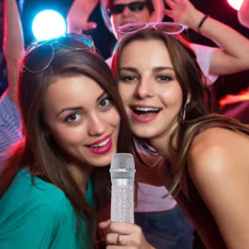 Shiny Microfoon Decoratieve Case, Glitter Crystal Microfoon Case, Glitter Draadloze Microfoon Case, Sparkling Bling Rhinestones Microfoon handvat beschermhoes voor (Multicolor) 4