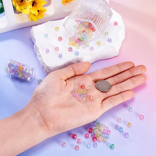 400 stuks 6 mm facet glazen kralen, 10 kleuren, transparante rondelle spacer kralen, kristallen dikke kralen, bulk voor doe-het-zelf armband, ketting, oorbel sieraden maken 5
