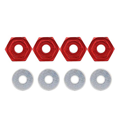 4PC ̈1CKE Metall RC Wiel Hex Naben 12mm bis 17mm Adapter f ̈1r HSP 1/10 Electric Stra?enfahrzeug Lkw(rot)