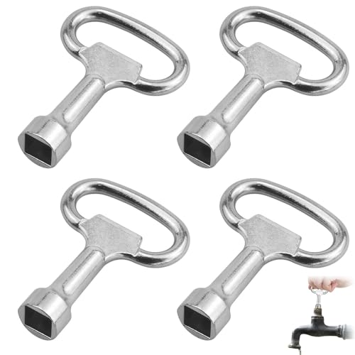 4 stuks Vierkante sleutels 8mm Socketmoersleutel, Verwarming Vent moersleutel, Vierkante sleutel, Faucet, Zinklegering, Bloedmoersleutel, Universele 4 Randmoersleutel voor Gasmeter, Doos