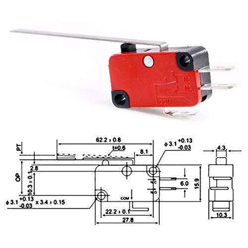 8PCS V-153-1C25 Micro Limit Switch Lange Scharnier Momentaire Cherry Push Knop SPDT Snap Actie Perfect voor Arduino, huishoudelijke apparaten en elektronische apparatuur 4
