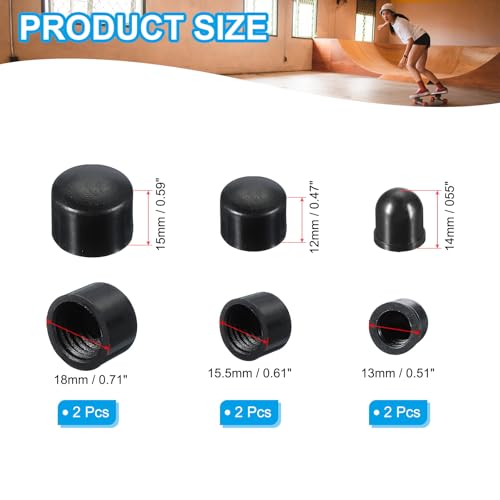 Skateboard Bushings, langboard truck vervanging draaibekers herbouwen set voor outdoor skateboard onderdelen 18mm 16mm 12mm, zwart