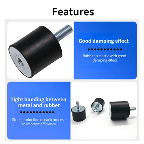 4 st M3 M5 M6 Rubberen bevestigingen Antivibratie Silentblock Car Boat Bobbins Black and Silver Mechanical Tril Damping Ondersteunt Trilling Dempende Pads Shock Absorbers (VD15*15 M5*12) 3