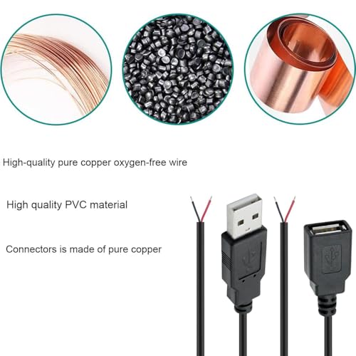 4st Pigtail USB, 2 Wires USB-A, Bare Wire, USB-A Man, Vrouwelijke Plain Wire, USB 2.0 Kabel te Bare Kabel, 22 AWG DIY Pigtail Power Kabel, voor geïnstalleerd 5
