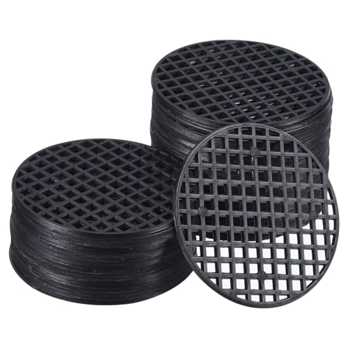 Flower Pot Hole Mesh Pad, 50st 5.5cm Ronde Stijve Bonsai Drainage Mesh Raster Schermbodem Raster Mat voor Tuin, Zwart