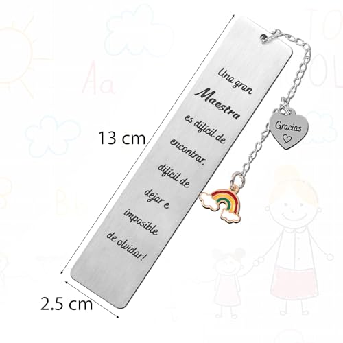 Bladwijzer Spaanse leraar, inscriptie Una Grande Maestra es dificil de encontrar, Dificil de dejar efficible de olvidar