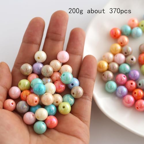 370st 10mm Kleurrijke acryl ronde kralen Multicolor acryl kralen voor doe-het-zelf sieraden maken (AB kleur 10mm) 3