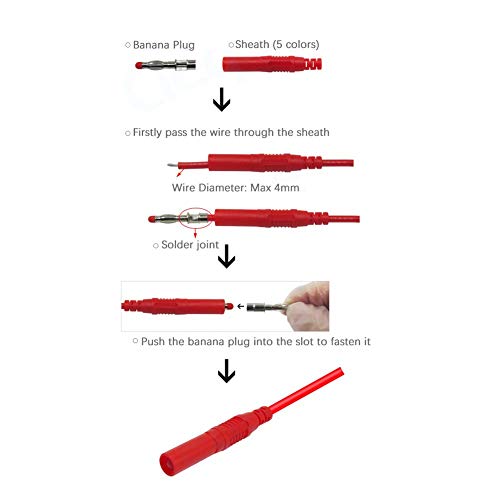 Verpakking van 10 Banana Plugs Adapter P3013 Geïsoleerde Banana Plug 4mm Vernikkeld Koper Straight 4mm Banana Plug Solder Kabelplug