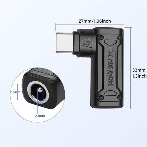 PD 140W DC5521 naar Type C Power Adapter DC 5.5mm x 2.1mm Input Socket naar USB C Plug met PD Chip voor mobiele telefoon, Tablet, Laptop 3