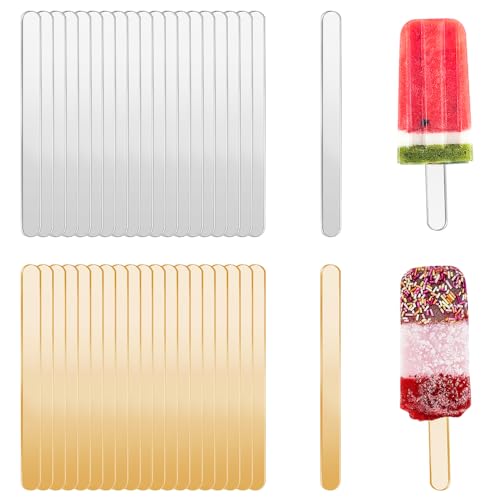 40 st. Herbruikbare acryl Cake Sicle Sticks Clear Ice Cream Sticks Snoep Lolly Cake mallen Popsicle Making Accessoires voor zelfgemaakte ijscakes DIY desserts (2 kleuren)