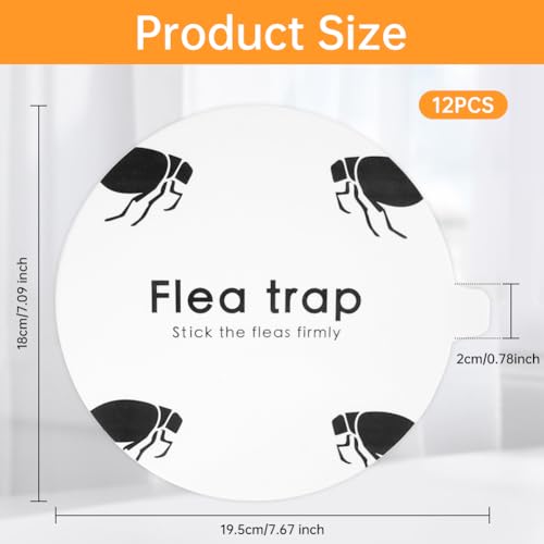 Verpakking van 12 Gooibaar Flea Trap Stickers Sticky Flea Trap Flea Catcher Flea Catch Discs voor Pet Bedroom Hallway Woonkamer Tapijt