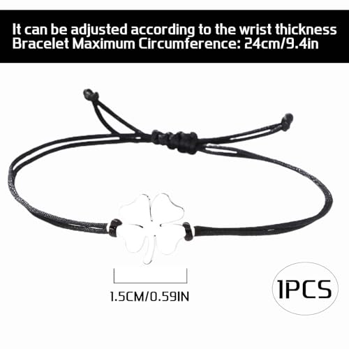 Cloverleaf armband, geluk bedel armband voor vrouwen, geluk armband met zilveren klaver blad klaver armband voor moeders, vrouwen, liefhebbers, zussen, Roestvrij staal