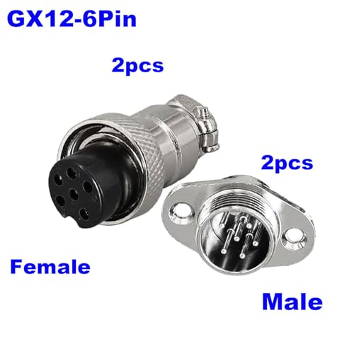2st GX12 6 Pole Aviation Connector, 12mm Solder Man en Vrouwelijke Panel Cable Aviation Connector (GX12 6-Pole) 3