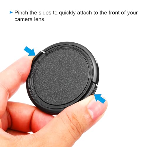 52mm Lenskap, 3 stuks zijkanten, Knijpen voorlenshoes met schoonmaakdoek, geschikt voor 52mm Thread Universele DSLR-lenzen, zwart 4