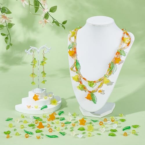 Set van 420 Acryl kralen blad en bloemvorm gemengde kleuren voor sieraden maken ketting, oorbellen en accessoires 4