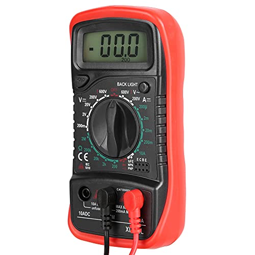 XL830L Draagbare digitale LCD multimeter, Voltmeter Ammeter Ohmmeter stroomspanningstester, hoog nauwkeurig gereedschap met LCD-weergave, gegevensopslag, (XL830L rood) 5