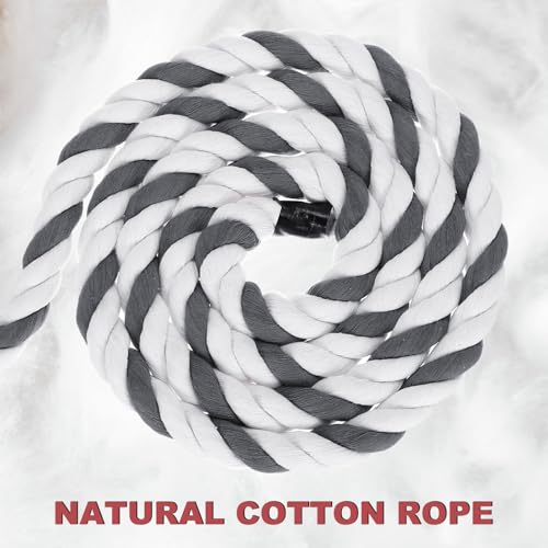 1 Inch x 50 Foot Natural Twisted Katoenen Touw 3 Strand Sterk Dikke Katoenen Touw Touw Touw van oorlogstouw voor leuningen Ambachten Games Home Decor, grijs wit 3