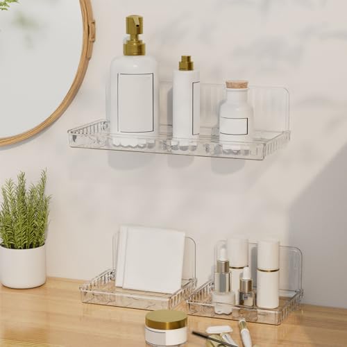 Opvouwbare Wall Mount Organizer, Plastic Heldere Acryl Plank, Geen Boring Hang Muren Zelfklevende Rack, Waterdichte Opvouwbare Shelves voor Badkamer, Keuken(L)