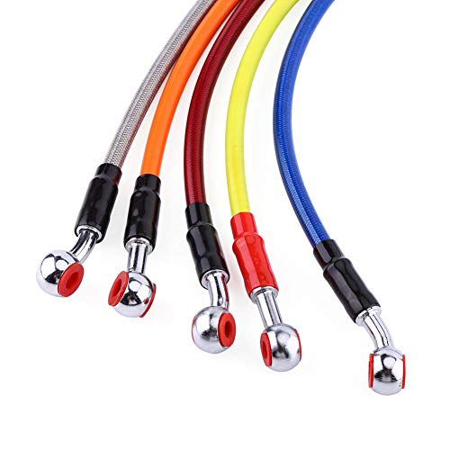 Remolie slang lijn, gevlochten olie remlijn Banjo passen roestvrij staal einde, Geschikt voor de meeste motorfietsen (45cm - grijs) Remleidingen 3