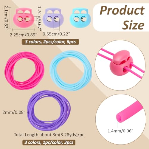 9,8m Stitch Cord, 2mm Holle Rubber Tube, Breien kappers koord met 5.5mm Hole naaldstoppers voor het vasthouden van steken, armband, ketting kralen, kleurrijke