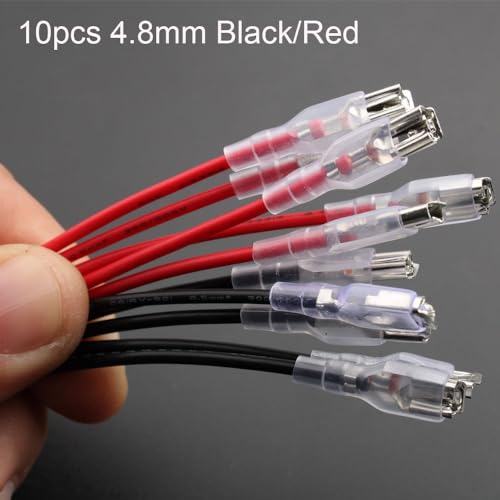 Set van 20 kabelslangen, 4.8 mm en 6.3 mm, platte stekkers, clipconnectoren, assortiment, geïsoleerde platte stekkers, kabelconnectoren met isolatiehuls en draad 5