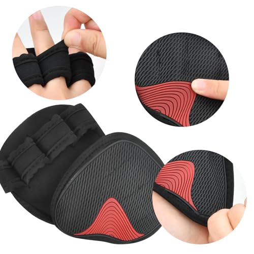 Verpakking van 2 gewichtsheftrucks 12 x 11 cm, 4 vinger Palm Pads Gym, Neoprene non-slip trekhandschoenen voor mannen en vrouwen, dubbele steken, extra brede vingersleeve, Palm Guards 3