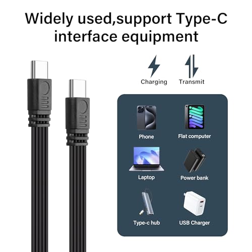 USB-C Plug naar mannelijke datakabel, type C, platte siliconekabel, efficiënte opladen en gegevensoverdracht, speciaal voor externe SSD, mobiele telefoons en laptops - 0,5m 5
