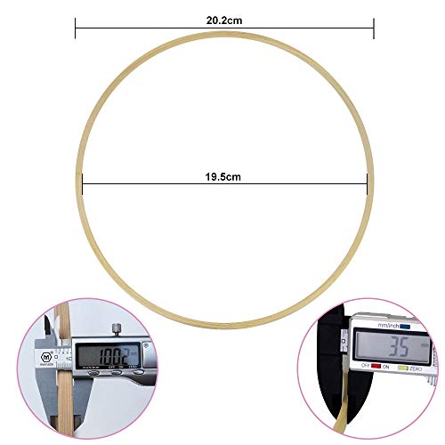 Bamboe Hoops 10 stuks Hout Droomvangers ringen Dream Catcher Kit voor DIY Macrame Rings Making Dream Catchers Crafts Cot Mobiele kerstversiering (19cm)
