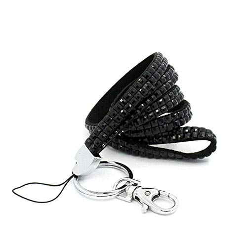 Lanyard Strap, Bling Diamante Rhinestone (Breakaway) Lanyards, voor ID-kaart en sleutelbadgehouder, telefoonkoffers, USB-houder, geheugen stick houder, 8 kleuren (1 Pack, zwart)