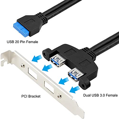 Dubbele USB 3.0 Vrouwelijke Back Panel naar 20 Pin Header, USB naar USB 20 Pin met 2 Port PCI Bracket voor Moederbord USB Breidt uit naar de achterkant van computercase
