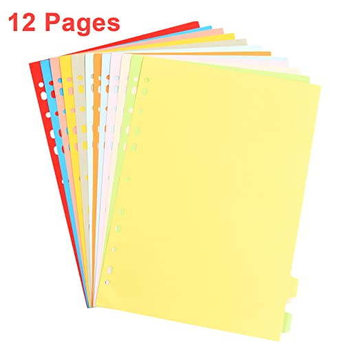 5-pack kartonnen tabbladen A4 12-delige, tabbladen registreren voor mappen A4, recycleband register DIN A4 breed 11 gaten geperforeerd, 12 tabbladen scheiding register 1-12 voor schoolkantoor huis, 150
