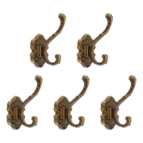 5 st vintage kapstok haken muurbeugel, aluminium antieke bronzen muur haken zware retro decoratieve ophanging voor portemonnee hoed sleutels kleding gordijn badkamer badkamer douchekast