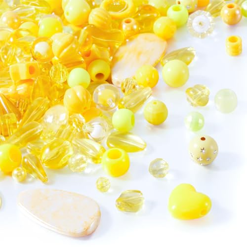 100g gele acryl kralen hart Bow Teardrop Ronde Losse kralen Diverse Ambacht Kralen Bulk voor Lanyard Keychain armband sieraden maken