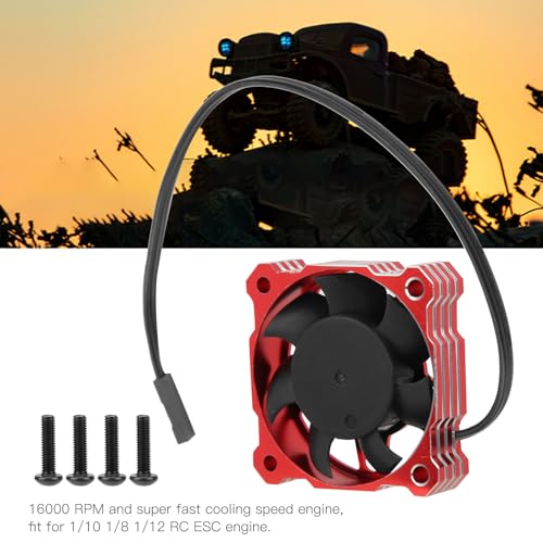 RC Koelventilator, High Speed Elektrische Motor Koelventilator 40x40mm 16000RPM 5V-9V Compatibel met 1/10 1/8 1/12 RC ESC Motoren(Rood)