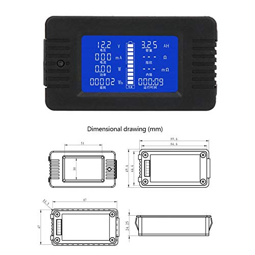 Batterijmonitor, PZEM-015 0-200V 0-300A Multifunctioneel LCD-scherm Batterijstroomspanning Energiecapaciteit Impedantietestercontrole met 200A Shunt (met 200A Shunt)