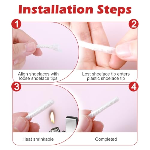 78PCS Sheelace Tips Reparatie Gereedschapsset, Heat Shrink Schoenace Agliets, Universal Plastic Schoen Lace Ends Tips voor het repareren en inkorten Schoenen, Duurzame Plastic Agliet Vervanging 4