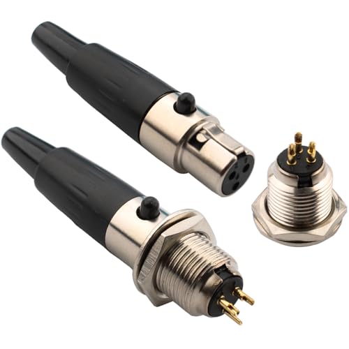Verpakking van 2 mini 3-pins XLR-connectoren, stekkers en stopcontacten, microfoonkabelplug, microfoon audioaansluiting, soldeeraansluiting, XLR-doorstroomaansluiting