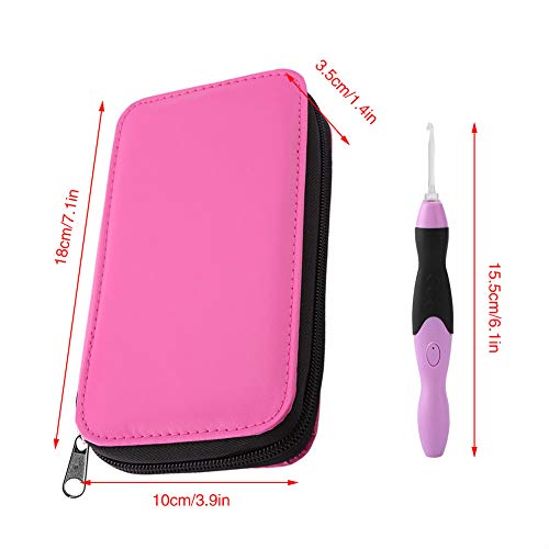 Verlichte gehaakte haak, 9 in 1 USB oplaadbare LED Luminous haak haak Set met roze potlood geval voor haak en breien