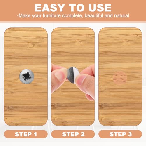 Schroef Hole Stickers, 5 vellen Zelfklevend Waterdicht PVC Hout Grain Sticker voor schroefgaten, wandkasten, Bureau Reparatie, Iron Grey, 21m m 5