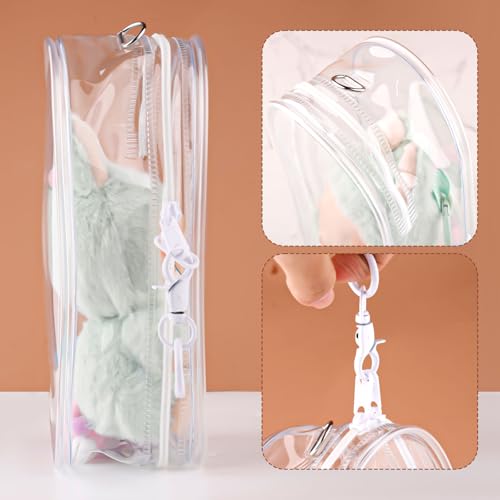 Beschermhoes voor poppen, 19,5x10,5cm Waterdicht Transparant Display Case PVC Materiaal beschermhoes met Pompoms Keychain Display Box voor Doll 5