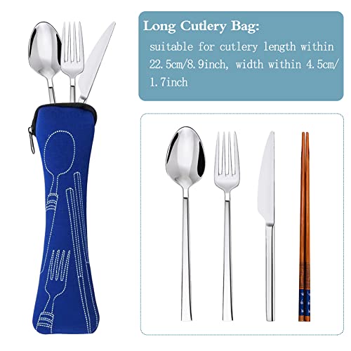 Cutlery Bag voor onderweg, 4-Piece Travel Bestek geval, Lege Bestek Bag voor Camping, School, Picknick, 23,5 x 6 cm 5