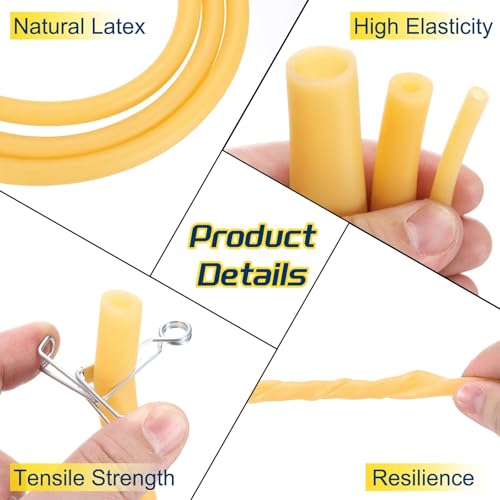 10ft Natural Latex Rubber Tube, 3/16" (4mm) ID x 1/4" (6mm) OD Sling Shot Rubber Tube Tube met slangklemmen voor oefening, Stretching, Laboratorium, Home Slang Tube 3