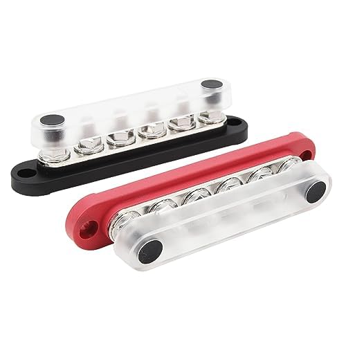 2 Piece Battery Rail, M8 150A 6 Channel Power Distribution Block met hoes voor voertuigen, campers, trailers, boten