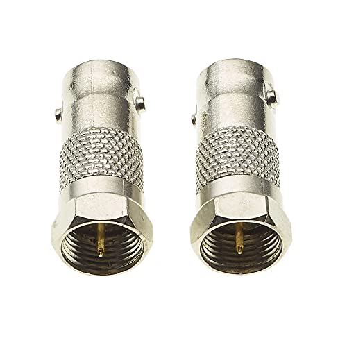 F Type Plug naar BNC Socket Adapter, Pack van 2 - BNC Man Plug naar vrouwelijke Jack Coaxiale Kabel Adapter - F naar BNC Connector voor Scanner, CCTV, Video Toepassingen, Radio Antenna