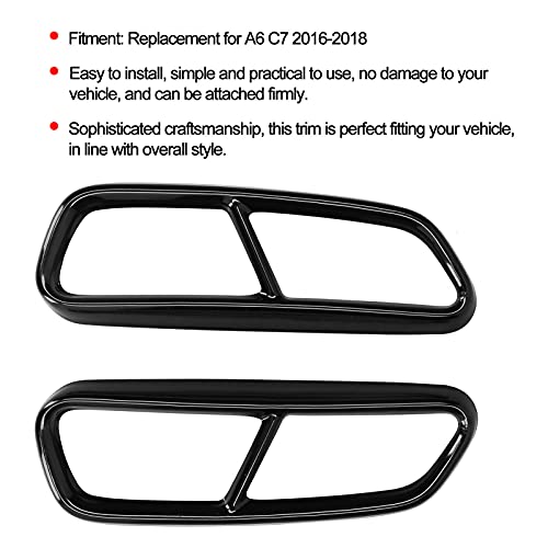 Uitlaat Tip Cover, Automobiel Uitlaatpijpen, Auto Quad Uitlaat Tip Trim Roestvrij staal Glans Zwart Vervanging voor C7 2016-2018 4