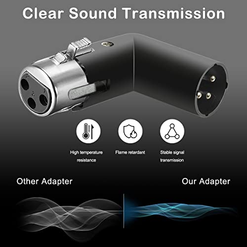 XLR Hoekadapter 3 Pin Dual Man en Vrouwelijke Connector 90 graden verstelbaar 4 verschillende Hoeken Rechts-links Socket voor Mixer Microfoon Audio-apparatuur, 2 stuks 4