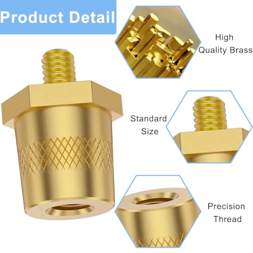 2 stuks M6 batterijklem adapter, autobaterij pool connector, messingsleutel M6 zij- of bovenpaal met schroefdraad, oplaadpaalverlengstuk, gesprek, voor auto, jachtwagen, jacht 3